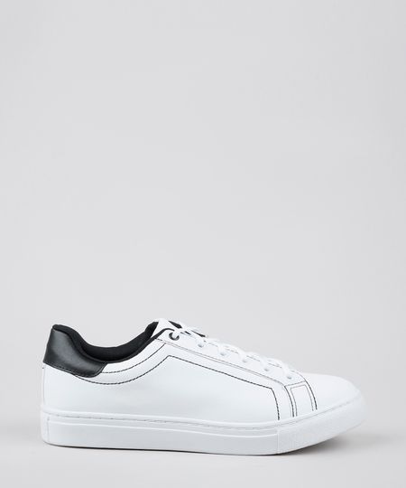 Tenis-Masculino-com-Pespontos-e-Recorte-Branco-9629115-Branco_1