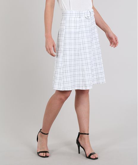 Saia-Feminina-Estampada-Xadrez-com-Cinto-Off-White-9502462-Off_White_1