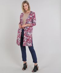 Capa-Feminina-Longa-Estampada-Floral-com-Fenda-Manga-3-4-Vinho-9570724-Vinho_3
