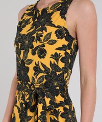 Macacao-Feminino-Pantacourt-Estampado-Floral-com-Amarracao-Sem-Manga-Mostarda-9571933-Mostarda_4
