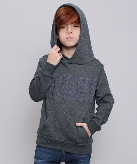 Blusao-Infantil--Yeah---em-Moletom-com-Capuz-Cinza-Mescla-Escuro-9367545-Cinza_Mescla_Escuro_1