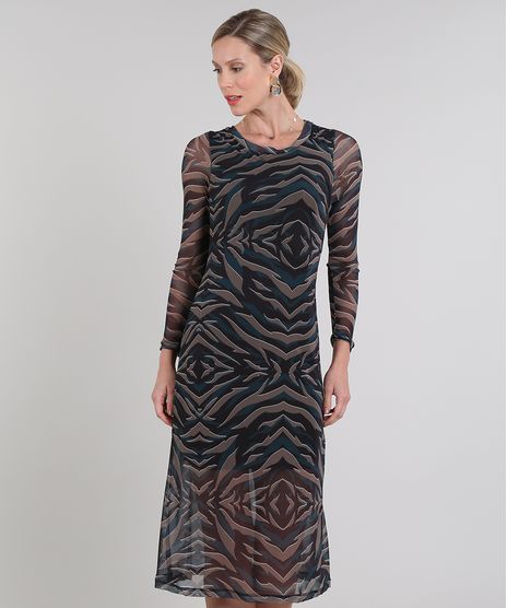 Vestido-Feminino-Midi-Estampado-Animal-Print-em-Tule-com-Forro-Manga-Longa-Preto-9574003-Preto_1