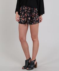 Short-Feminino-Estampado-de-Arabesco-com-Sobreposicao--Preto-9575918-Preto_1
