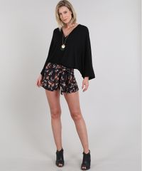 Short-Feminino-Estampado-de-Arabesco-com-Sobreposicao--Preto-9575918-Preto_3