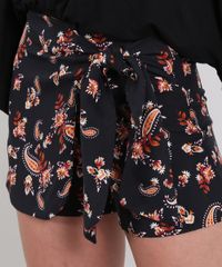 Short-Feminino-Estampado-de-Arabesco-com-Sobreposicao--Preto-9575918-Preto_4