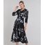 Vestido-Chemise-Feminino-Midi-Estampado-Floral-Manga-3-4-Preto-9578228-Preto_1