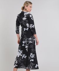 Vestido-Chemise-Feminino-Midi-Estampado-Floral-Manga-3-4-Preto-9578228-Preto_2