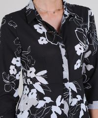 Vestido-Chemise-Feminino-Midi-Estampado-Floral-Manga-3-4-Preto-9578228-Preto_4 Vestido-Chemise-Feminino-Midi-Estampado-Floral-Manga-3-4-Preto-9578228-Preto_4
