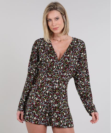 Macaquinho-Feminino-Estampado-Floral-Manga-Longa-Preto-9571889-Preto_1