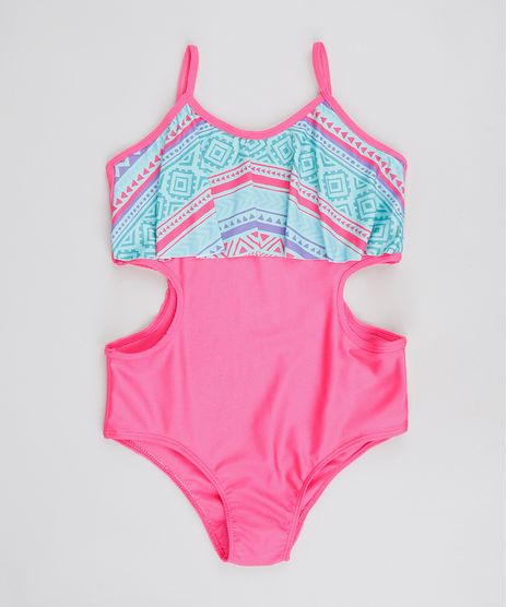 Maio-Infantil-Estampado-Etnico-com-Babado-e-Vazado-Alcas-Finas-Protecao-UV50--Pink-9421828-Pink_1