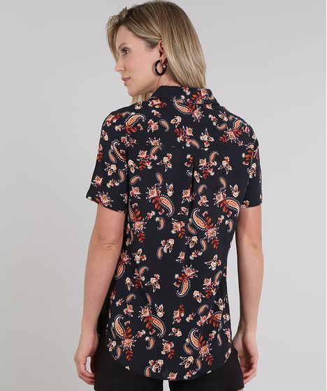 camisa estampada feminina manga curta