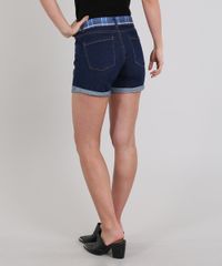 Short-Jeans-Feminino-Midi-com-Faixa-Estampada-Xadrez-Azul-Escuro-9589285-Azul_Escuro_2