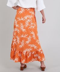 Saia-Feminina-Midi-Mullet-Envelope-Estampada-de-Folhagem-com-Babado-Laranja-9579180-Laranja_2
