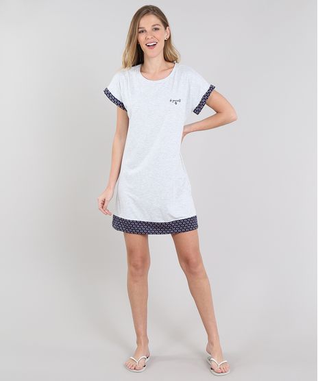 Camisola-Feminina-com-Bordado-e-Recorte-Manga-Curta-Cinza-Mescla-Claro-9548255-Cinza_Mescla_Claro_1