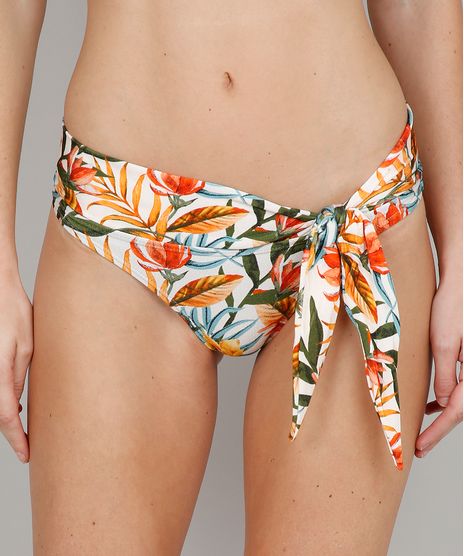 Biquini-Calcinha-Tanga-Estampado-Floral-com-Amarracao-Protecao-UV50--Bege-9563094-Bege_1