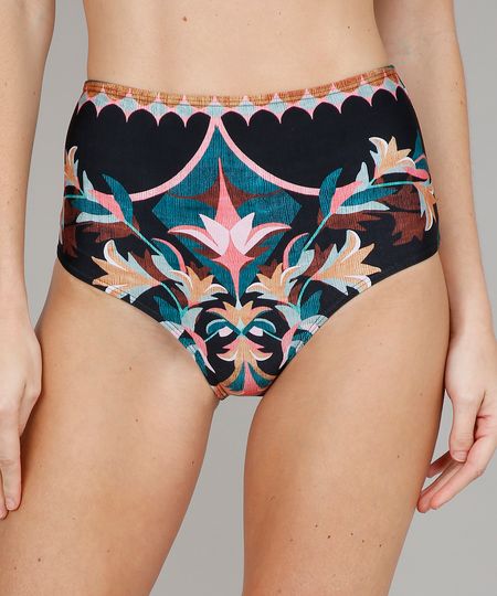 Biquini-Calcinha-Hot-Pant-Estampado-Floral-Etnico-com-Protecao-UV50--Preto-9563091-Preto_1