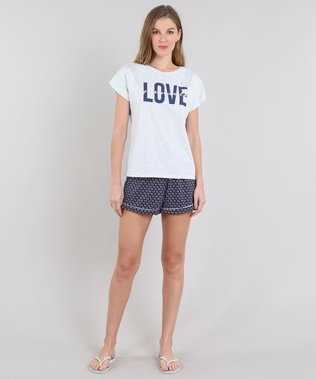 Pijama-Feminino--Love-Yourself--Manga-Curta-Cinza-Mescla-Claro-9548256-Cinza_Mescla_Claro_1