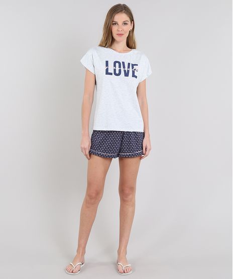 Pijama-Feminino--Love-Yourself--Manga-Curta-Cinza-Mescla-Claro-9548256-Cinza_Mescla_Claro_1