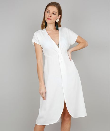 Saida-de-Praia-Feminina-Midi-com-No-e-Fenda-Manga-Curta-Off-White-9569826-Off_White_1