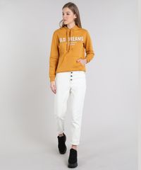 Blusao-Feminino-em-Moletom--Old-Dreams--com-Capuz-e-Bolso-Mostarda-9584183-Mostarda_3