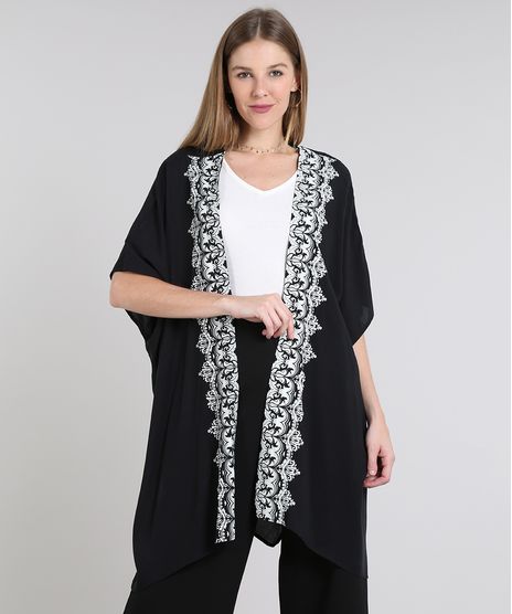 Kimono-Feminino-com-Estampa-de-Arabescos-e-Fendas-Manga-Curta-Preto-9641574-Preto_1