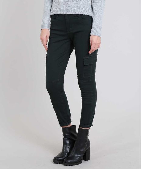 Calca-de-Sarja-Feminina-Skinny-Cargo-Verde-Escuro-9588106-Verde_Escuro_1