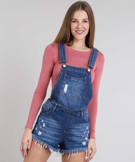 Jardineira-Jeans-Feminina-Relaxed-com-Rasgos-Azul-Medio-9589279-Azul_Medio_1