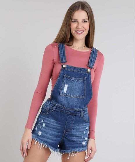 Jardineira-Jeans-Feminina-Relaxed-com-Rasgos-Azul-Medio-9589279-Azul_Medio_1