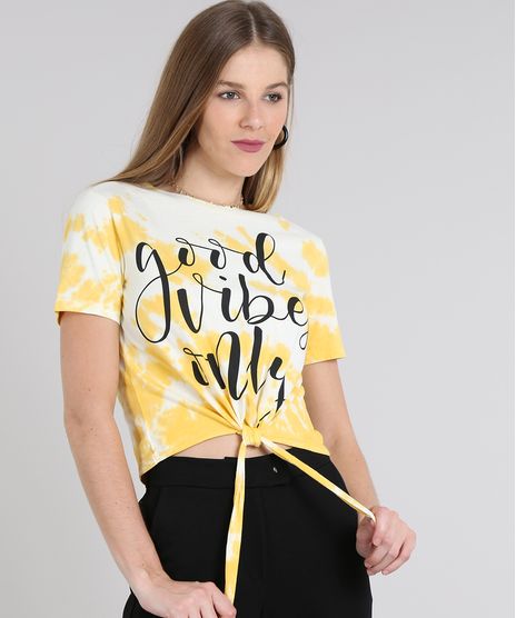 Blusa-Feminina--Good-Vibes-Only--Tie-Dye-com-No-Manga-Curta-Decote-Redondo-Amarela-9575139-Amarelo_1