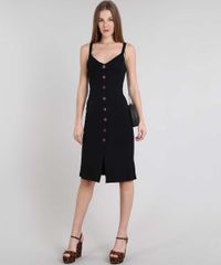 Vestido-Feminino-com-Botoes-e-Fenda-Alca-Media-Preto-9571118-Preto_3
