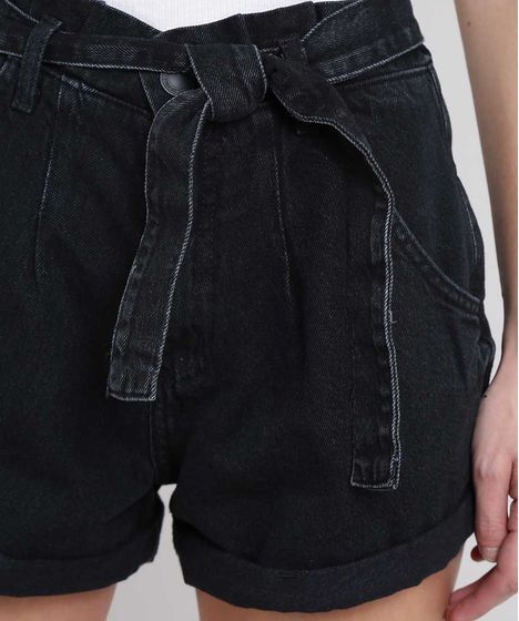 short jeans feminino preto