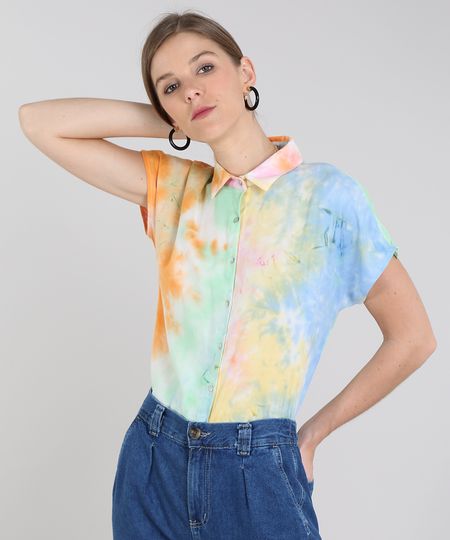 Camisa-Feminina-Tie-Dye-Manga-Curta-Multicor-9578561-Multicor_1 Camisa-Feminina-Tie-Dye-Manga-Curta-Multicor-9578561-Multicor_1