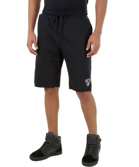 Bermuda-em-Moletom-NBA-Brooklyn-Nets-Preta-8411615-Preto_1