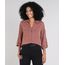 Camisa-Feminina-com-Bolsos-Manga-7-8-Marrom-9450872-Marrom_1