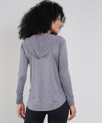 Blusa Feminina Esportiva Ace Com Bolso E Capuz Manga Longa Cinza