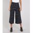 Calca-Feminina-Pantacourt-Estampada-Quadriculada-com-Martingale-e-Botao-Preta-9569393-Preto_1