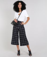Calca-Feminina-Pantacourt-Estampada-Quadriculada-com-Martingale-e-Botao-Preta-9569393-Preto_3
