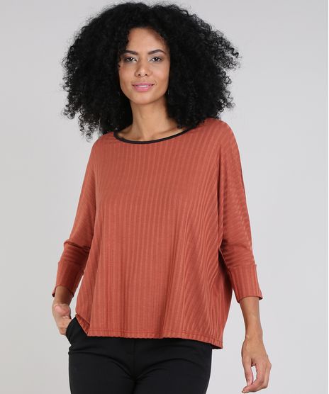 Blusa-Feminina-Oversized-Canelada-Manga-7-8-Decote-Redondo-Cobre-9561503-Cobre_1