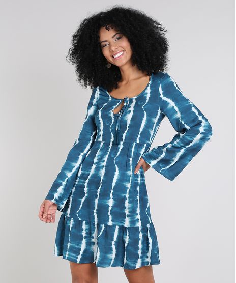 Vestido-Feminino-Curto-Estampado-Tie-Dye-com-Tassel-Manga-Sino-Azul-Petroleo-9575913-Azul_Petroleo_1