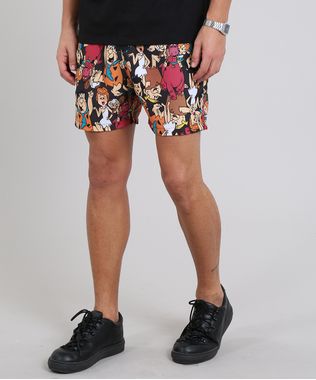 Short-Masculino-Os-Flintstones-Estampado-com-Bolsos-Preto-9570217-Preto_1