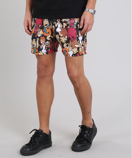 Short-Masculino-Os-Flintstones-Estampado-com-Bolsos-Preto-9570217-Preto_1