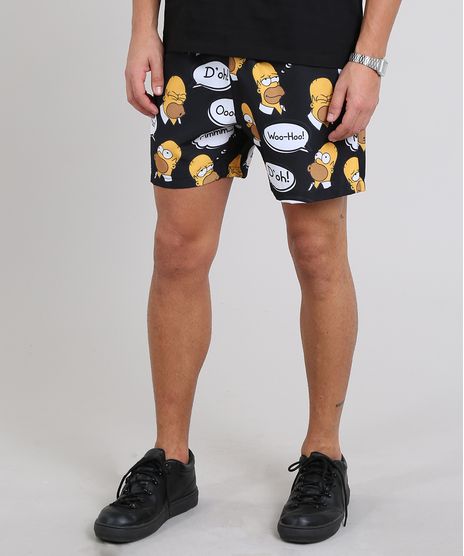 Short-Masculino-Homer-Simpson-Estampado-com-Bolso-Preto-9570220-Preto_1