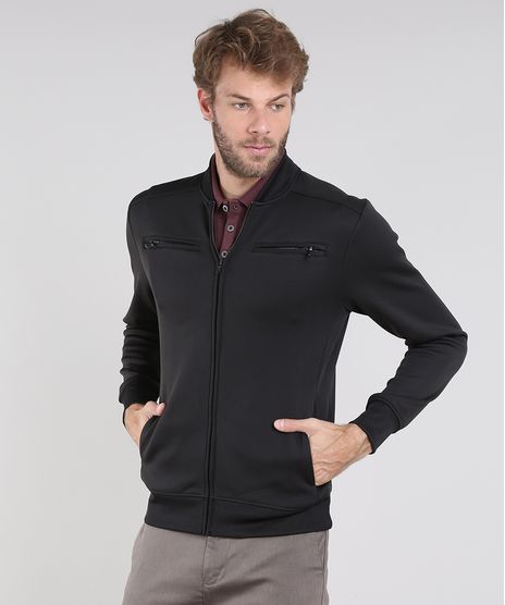 Jaqueta-Masculina-Felpada-com-Bolsos-Preta-8834795-Preto_1