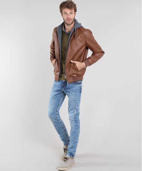 jaqueta bomber com capuz masculina