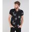 Polo-Masculina-em-Piquet-Estampada-Floral-Manga-Curta-Preta-9564353-Preto_1