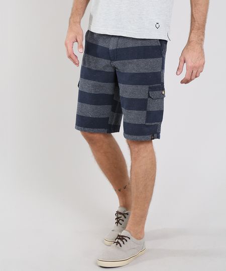 Bermuda-Masculina-Cargo-Texturizada-Listrada-com-Bolsos-Azul-Marinho-9558751-Azul_Marinho_1