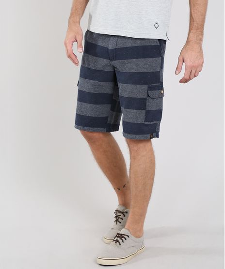 Bermuda-Masculina-Cargo-Texturizada-Listrada-com-Bolsos-Azul-Marinho-9558751-Azul_Marinho_1