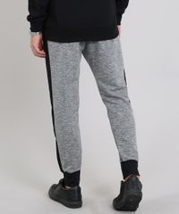 Calca-Masculina-Relaxed-em-Moletom-com-Faixa-Lateral-e-Bolsos-Cinza-Mescla-9583822-Cinza_Mescla_4