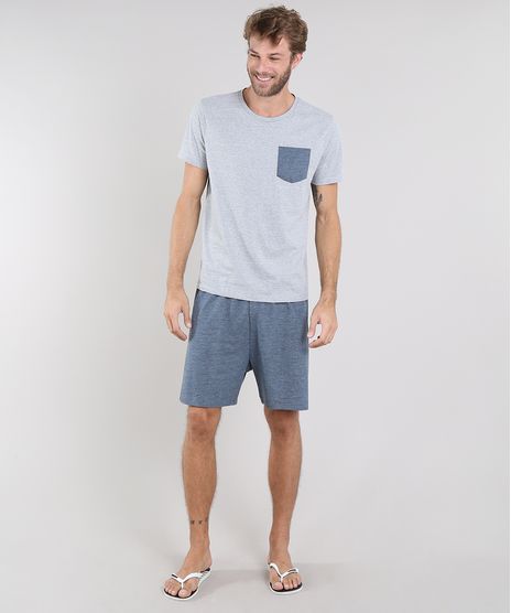 Pijama-Masculino-com-Bolso-Manga-Curta-Cinza-Mescla-Claro-9556242-Cinza_Mescla_Claro_1