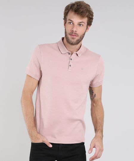 Polo-Masculina-Texturizada-Manga-Curta-Rose-9572887-Rose_1 Polo-Masculina-Texturizada-Manga-Curta-Rose-9572887-Rose_1